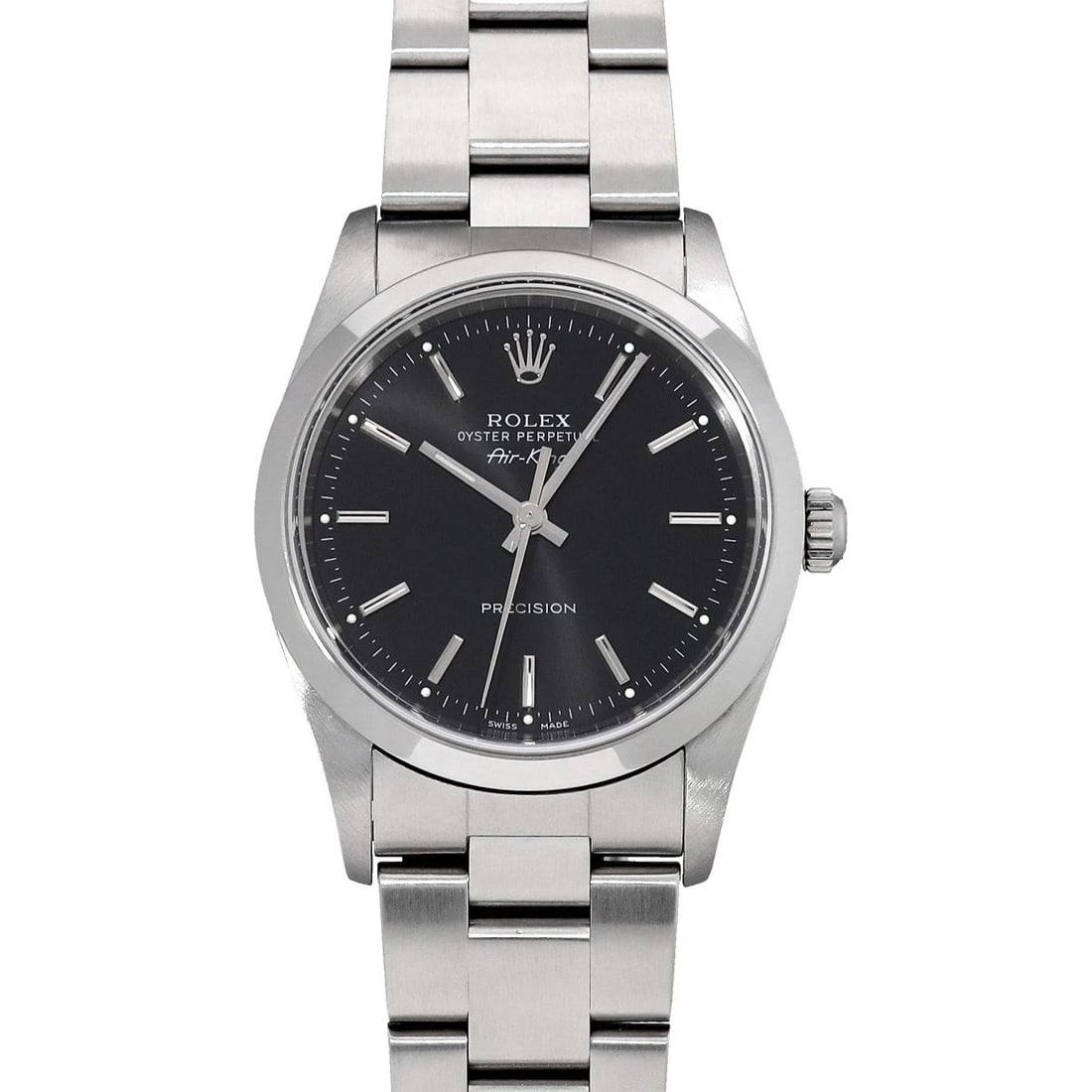 ROLEX AIRKING BLACK WATCH: ROLEX AirKing black WATCH Brand: ROLEX Type: Wristwatch Material: Band Material Stainless steel, Case Material Stainless steel Color: Dial Color black Size: Case H/about 34mm W/about 34mm