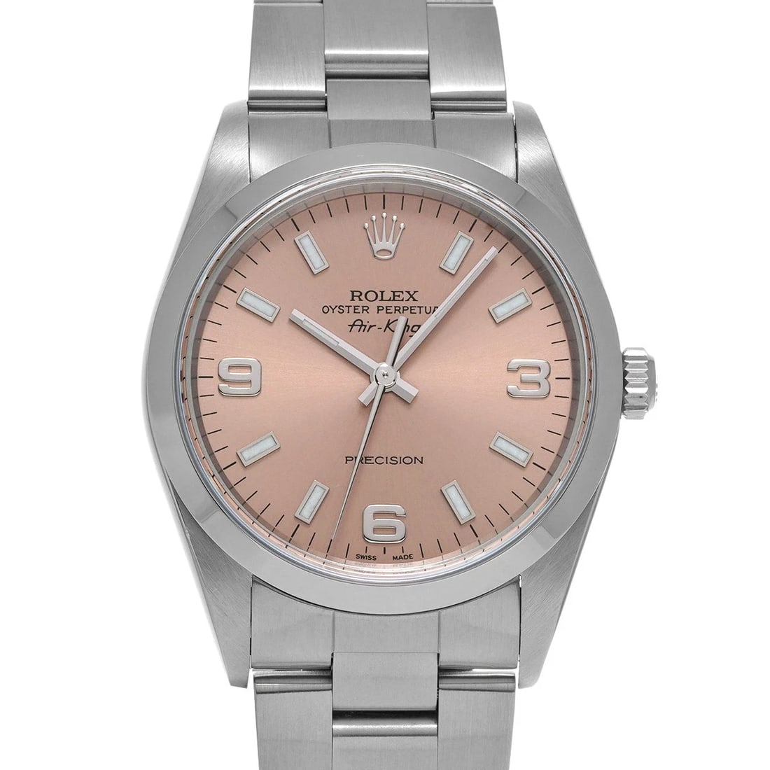 ROLEX AIRKING PINK WATCH: ROLEX AirKing pink WATCH Brand: ROLEX Type: Wristwatch Material: Band Material Stainless steel, Case Material Stainless steel Color: Dial Color pink Size: Case H/about 34mm W/about 34mm