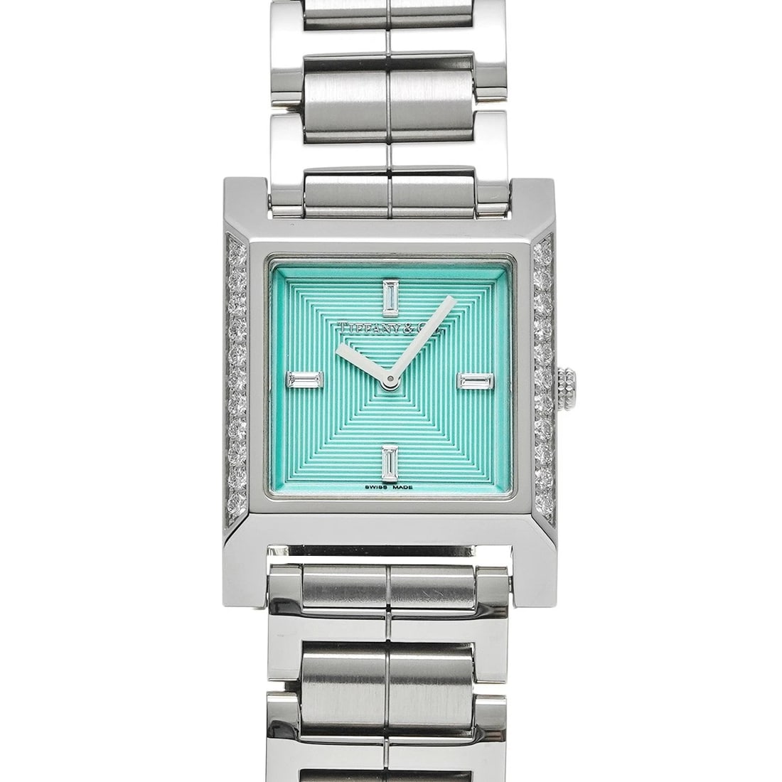 TIFFANY & CO MAKERS SQUARE WATCH BLUE DIAMOND: TIFFANY & Co Makers Square Watch Blue diamond Brand: TIFFANY & Co. Type: Wristwatch Material: Band Material Stainless steel, Case Material Stainless steel Color: Dial Color TIFFANY & Co. Blue 