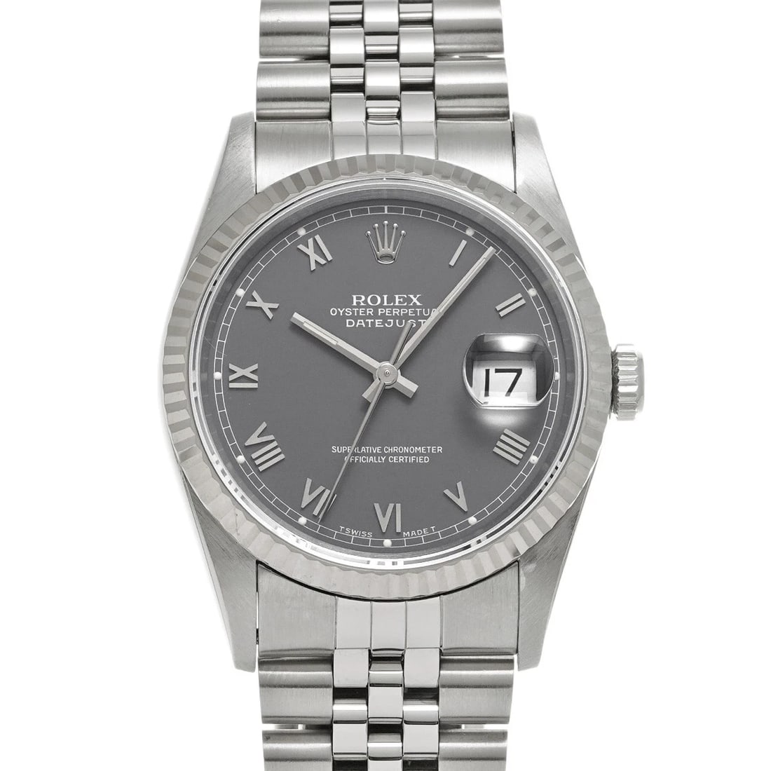 ROLEX DATEJUST GRAY WATCH: ROLEX Datejust gray WATCH Brand: ROLEX Type: Wristwatch Material: Band Material Stainless steel, Case Material Stainless steel Color: Dial Color gray Size: Case H/about 36mm W/about 36mm D/about 1