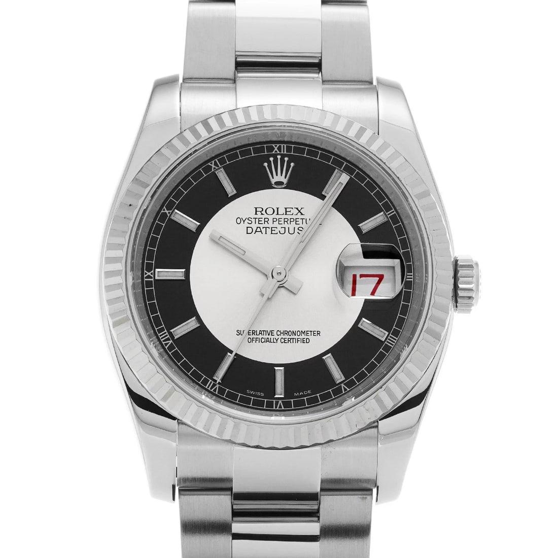 ROLEX DATEJUST SILVER BLACK WATCH: ROLEX Datejust Silver black WATCH Brand: ROLEX Type: Wristwatch Material: Band Material Stainless steel, Case Material Stainless steel Color: Dial Color Silver Size: Case H/about 36mm W/about