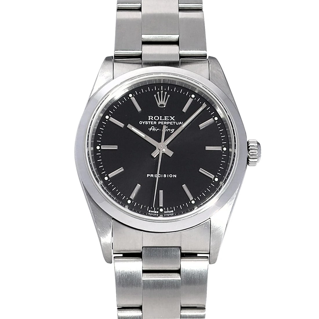 ROLEX AIR KING BLACK WATCH: ROLEX Air King black WATCH Brand: ROLEX Type: Wristwatch Material: Band Material Stainless steel, Case Material Stainless steel Color: Dial Color black Size: Case H/about 34mm W/about 34mm D/about