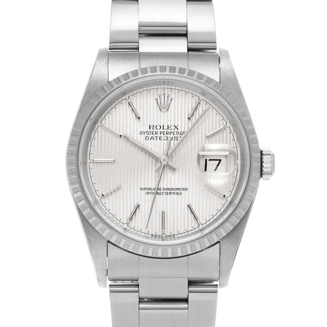 ROLEX DATEJUST SILVER TAPESTRY WATCH (1 of 4)