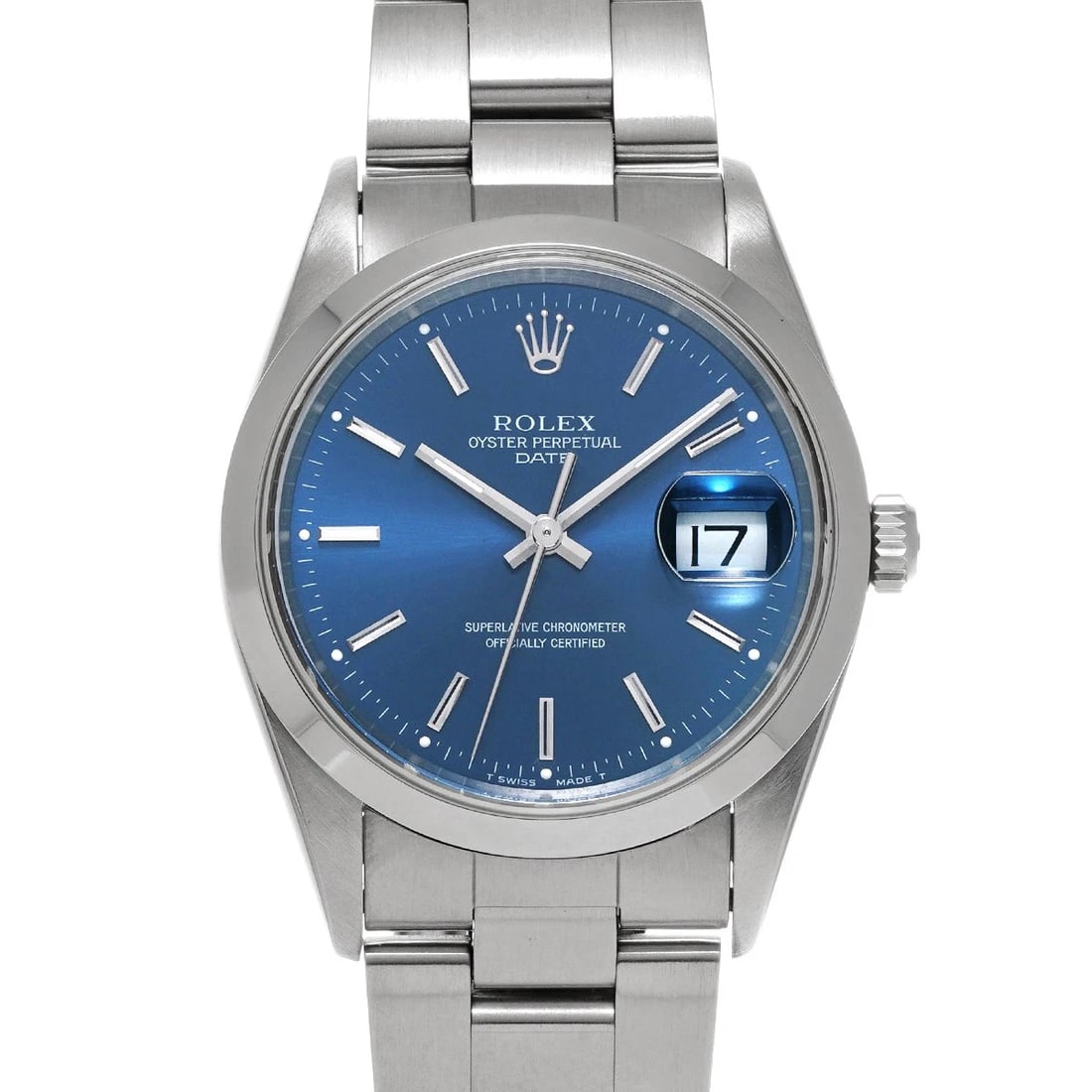 ROLEX OYSTER PERPETUAL BLUE WATCH: ROLEX Oyster Perpetual blue WATCH Brand: ROLEX Type: Wristwatch Material: Band Material Stainless steel, Case Material Stainless steel Color: Dial Color blue Size: Case H/about 34mm W/about 34mm D