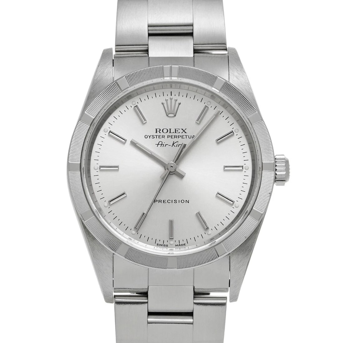 ROLEX AIR KING SILVER WATCH: ROLEX Air King Silver WATCH Brand: ROLEX Type: Wristwatch Material: Band Material Stainless steel, Case Material Stainless steel Color: Dial Color Silver Size: Case H/about 34mm W/about 34mm D/abo