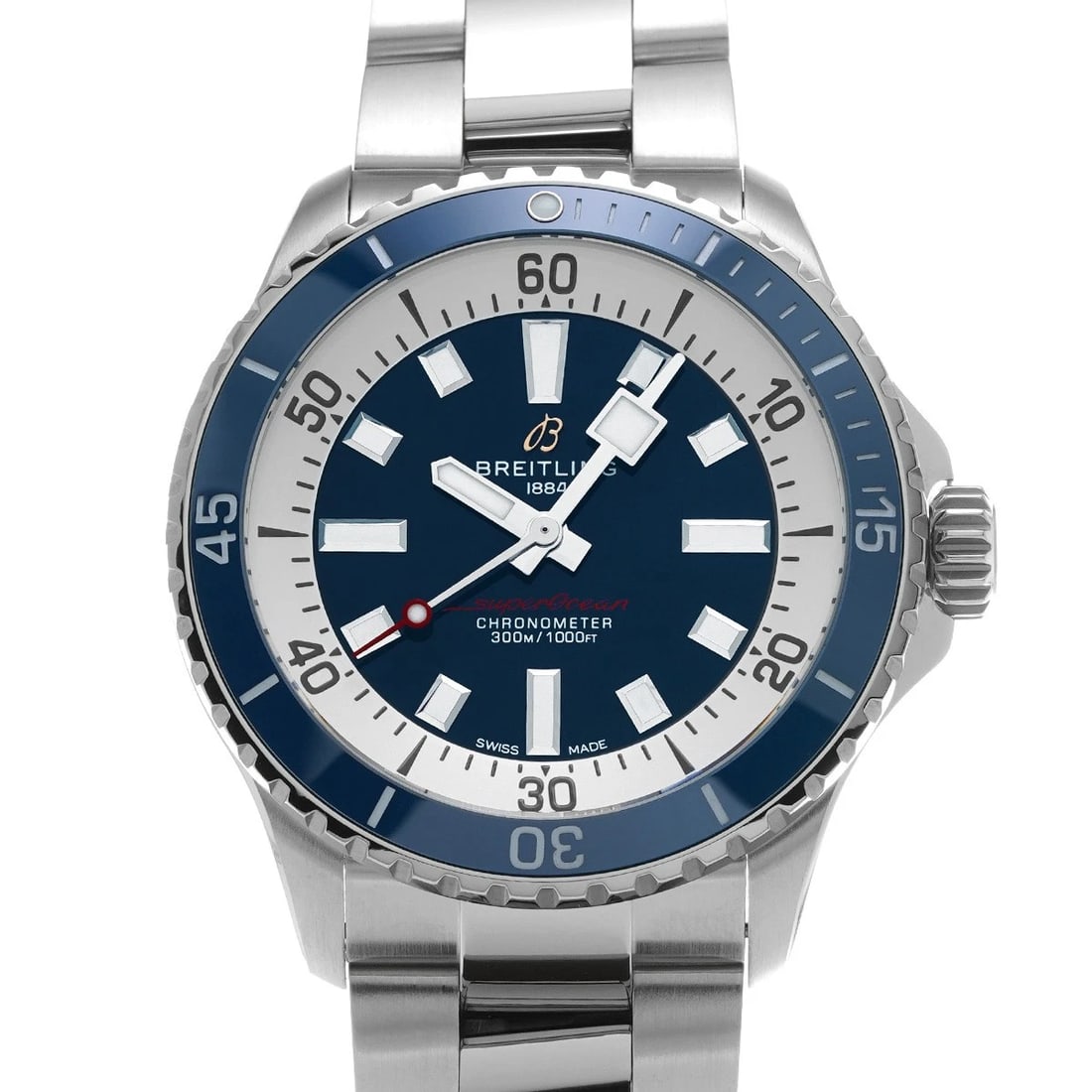 BREITLING SUPEROCEAN BLUE WATCH: BREITLING Superocean blue WATCH Brand: BREITLING Type: Wristwatch Material: Band Material Stainless steel, Case Material Stainless steel Color: Dial Color blue Size: Case H/about 42mm W/about 42mm