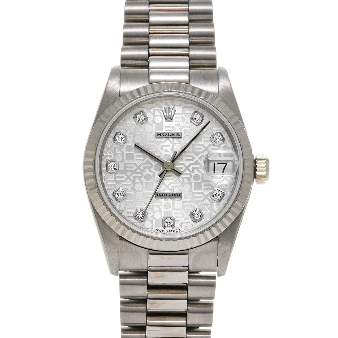 ROLEX DATEJUST SILVER COMPUTER DIAMOND WATCH: ROLEX Datejust Silver computer diamond WATCH Brand: ROLEX Type: Wristwatch Material: Band Material White gold, Case Material White gold Color: Dial Color Silver computer Size: Case H/about