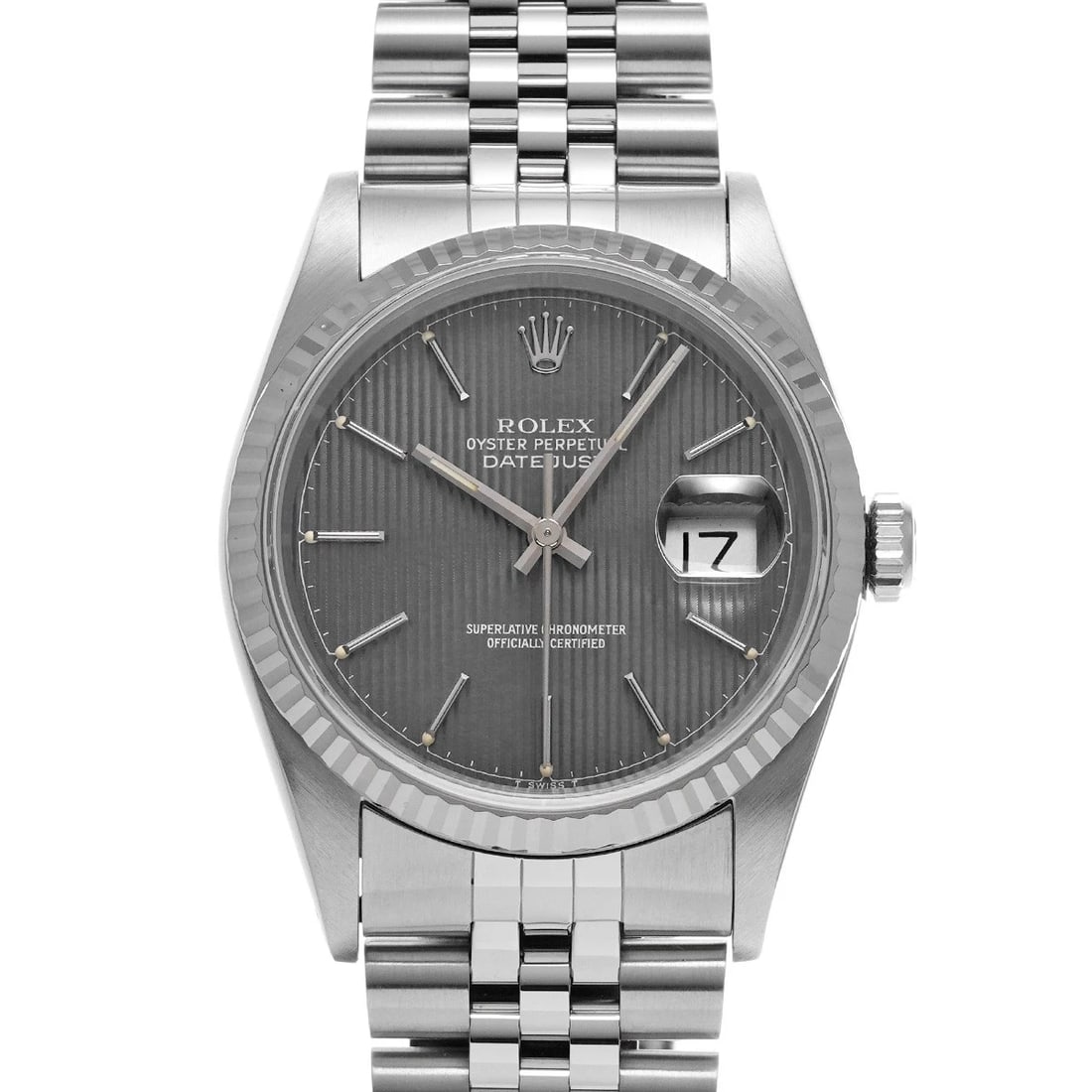 ROLEX DATEJUST GREY TAPESTRY WATCH: ROLEX Datejust Grey tapestry WATCH Brand: ROLEX Type: Wristwatch Material: Band Material Stainless steel, Case Material Stainless steel Color: Dial Color Grey tapestry Size: Case H/about 36mm
