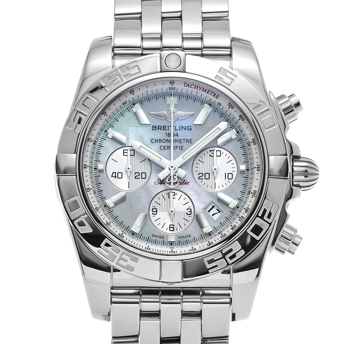 BREITLING CHRONOMAT WHITE SHELL WATCH (1 of 4)