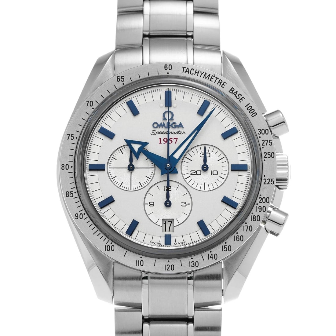OMEGA SPEEDMASTER BROAD ARROW SILVER WATCH: OMEGA Speedmaster Broad Arrow Silver WATCH Brand: OMEGA Type: Wristwatch Material: Band Material Stainless steel, Case Material Stainless steel Color: Dial Color Silver Size: Case H/about 42mm