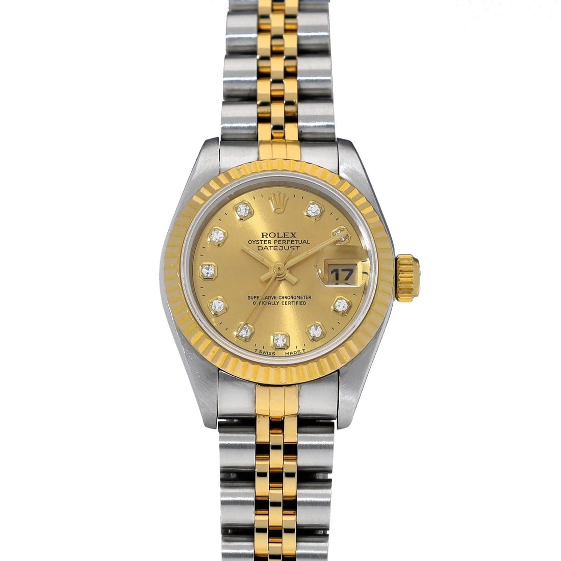 ROLEX DATEJUST CHAMPAGNE DIAMOND WATCH: ROLEX Datejust Champagne diamond WATCH Brand: ROLEX Type: Wristwatch Material: Band Material Stainless steel/Yellow Gold, Case Material Stainless steel Color: Dial Color Champagne Size: Case