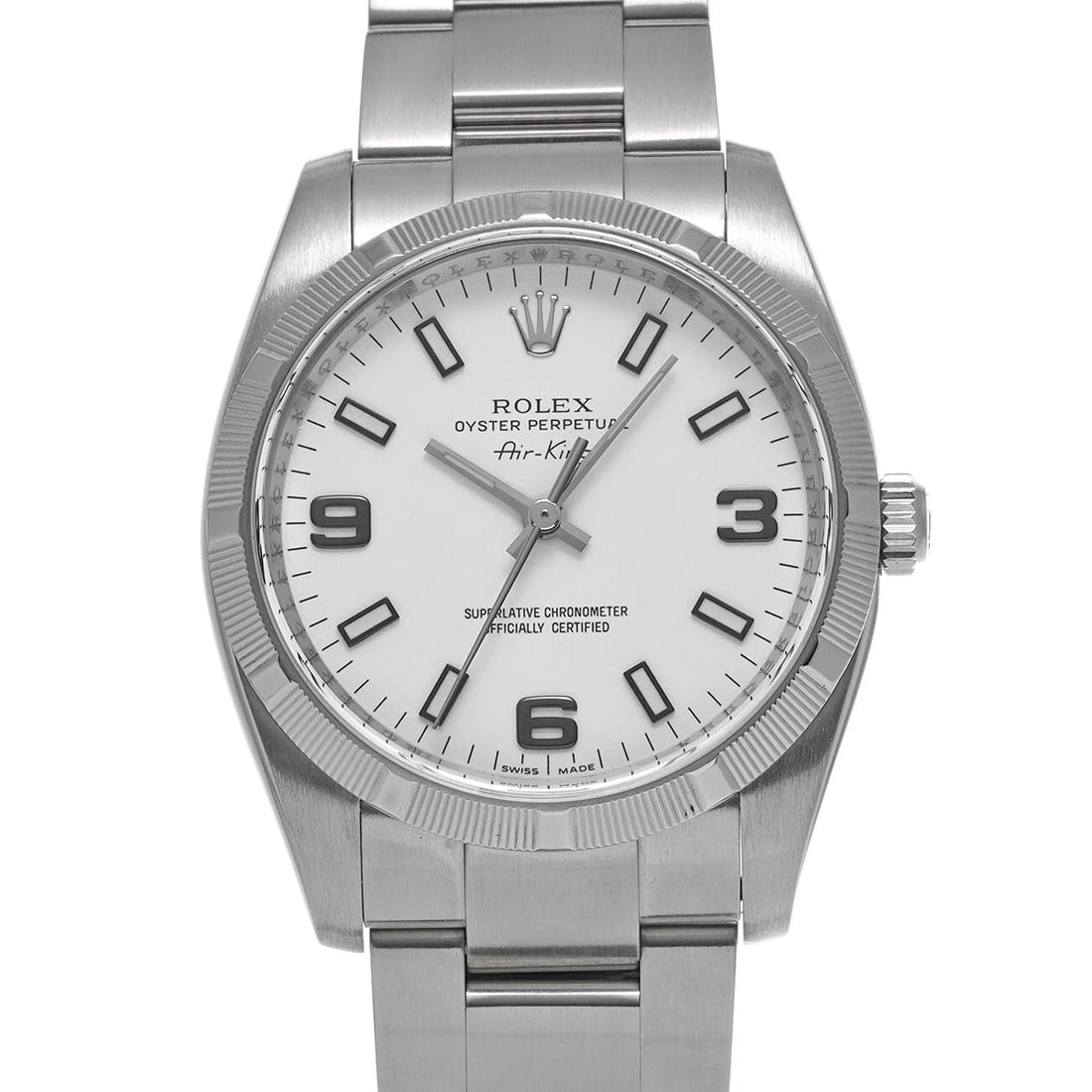 ROLEX AIR KING WHITE WATCH: ROLEX Air King white WATCH Brand: ROLEX Type: Wristwatch Material: Band Material Stainless steel, Case Material Stainless steel Color: Dial Color white Size: Case H/about 34mm W/about 34mm