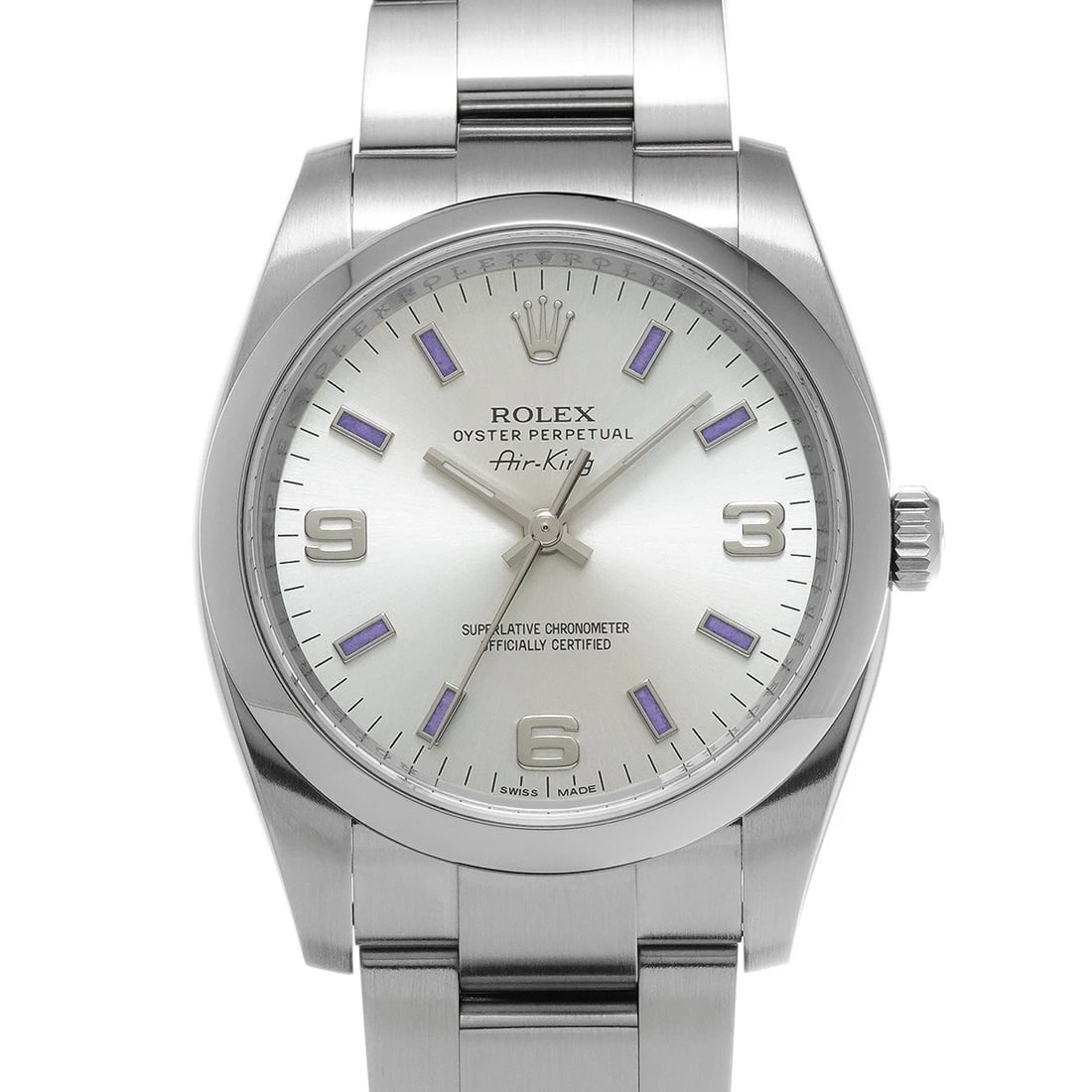 ROLEX AIR KING SILVER WATCH: ROLEX Air King Silver WATCH Brand: ROLEX Type: Wristwatch Material: Band Material Stainless steel, Case Material Stainless steel Color: Dial Color Silver Size: Case H/about 34mm W/about 34mm D/abo