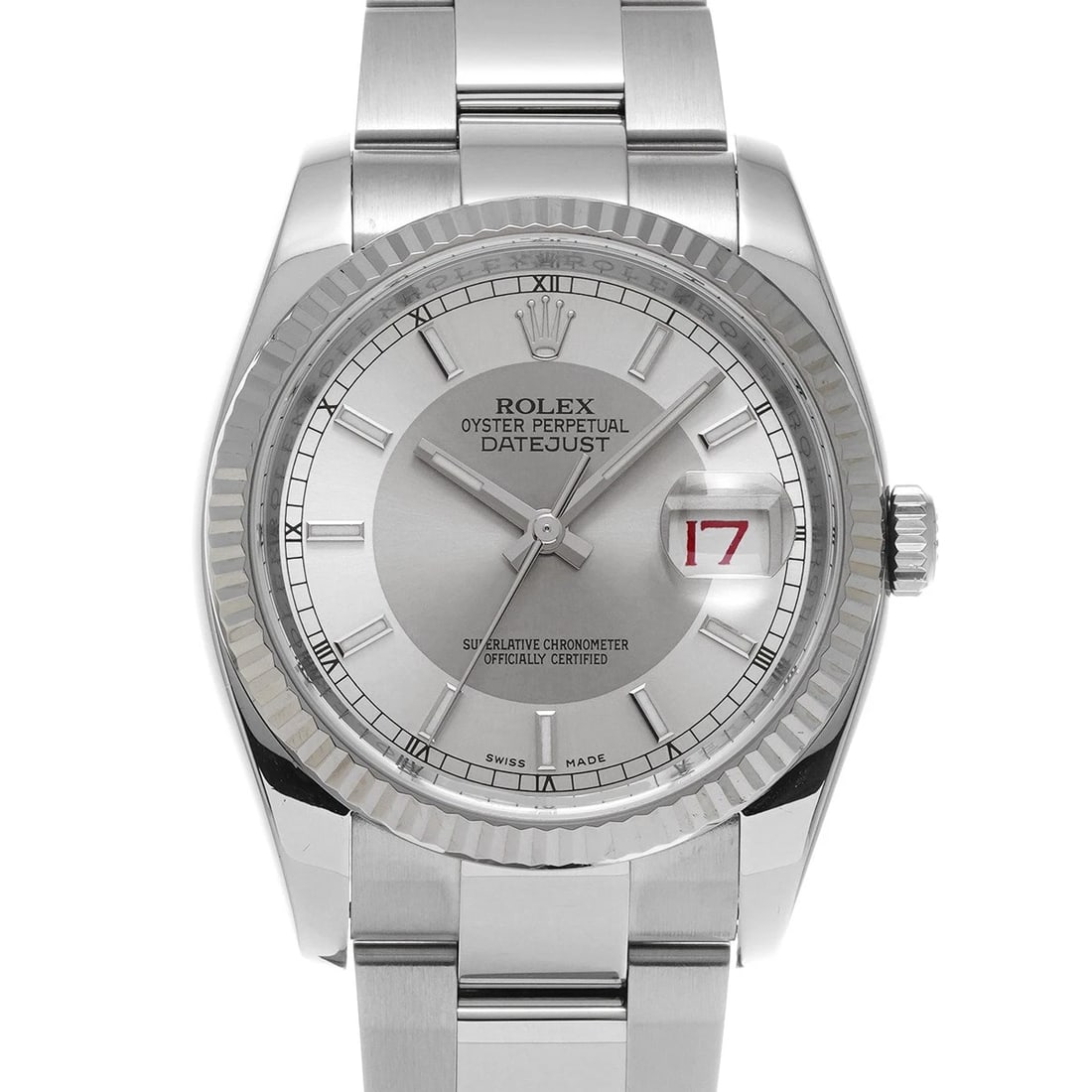 ROLEX DATEJUST SILVER WATCH: ROLEX Datejust Silver WATCH Brand: ROLEX Type: Wristwatch Material: Band Material Stainless steel, Case Material Stainless steel Color: Dial Color Silver Size: Case H/about 36mm W/about 36mm D/abo