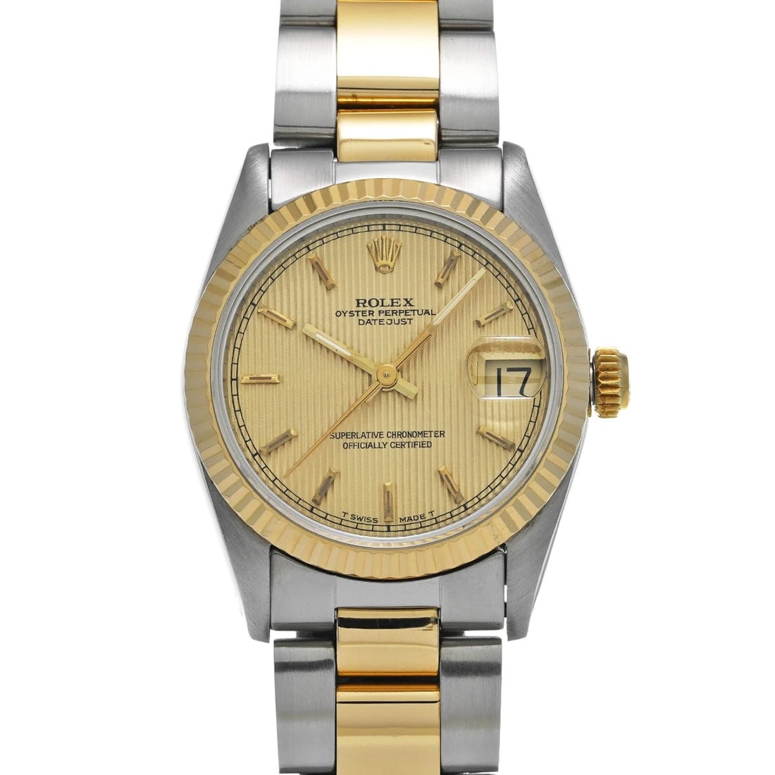 ROLEX DATEJUST CHAMPAGNE TAPESTRY WATCH (1 of 4)