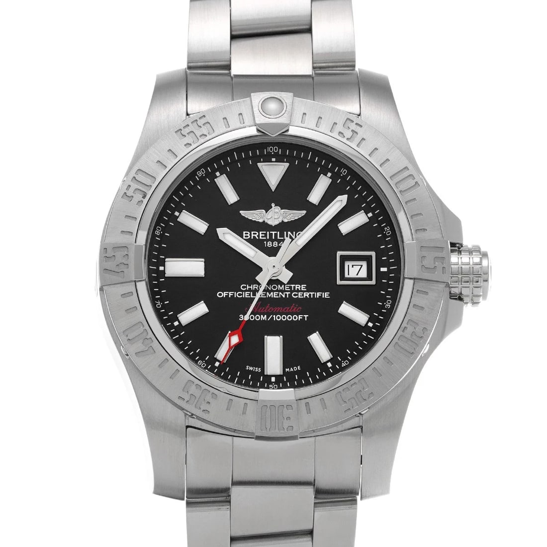 BREITLING AVENGER SEAWOLF BLACK WATCH: BREITLING Avenger Seawolf black WATCH Brand: BREITLING Type: Wristwatch Material: Band Material Stainless steel, Case Material Stainless steel Color: Dial Color black Size: Case H/about 45mm W/abo