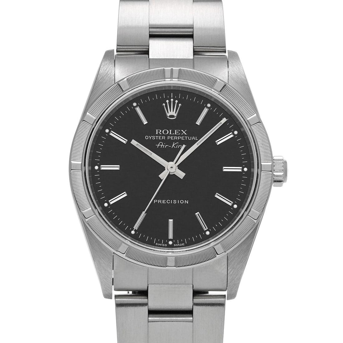 ROLEX AIR KING BLACK WATCH: ROLEX Air King black WATCH Brand: ROLEX Type: Wristwatch Material: Band Material Stainless steel, Case Material Stainless steel Color: Dial Color black Size: Case H/about 34mm W/about 34mm