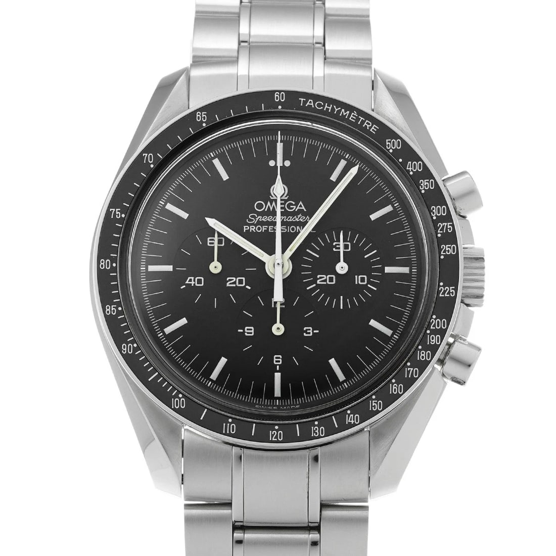 OMEGA SPEEDMASTER MOONWATCH PROFESSIONAL BLACK WATCH: OMEGA Speedmaster Moonwatch Professional black WATCH Brand: OMEGA Type: Wristwatch Material: Band Material Stainless steel, Case Material Stainless steel Color: Dial Color black Size: Case