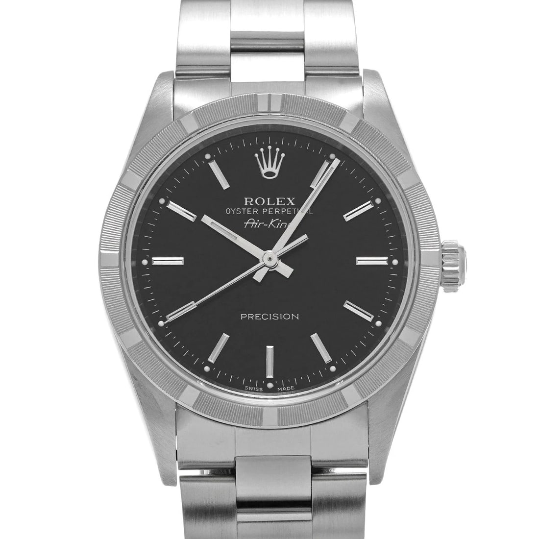 ROLEX AIR KING BLACK WATCH: ROLEX Air King black WATCH Brand: ROLEX Type: Wristwatch Material: Band Material Stainless steel, Case Material Stainless steel Color: Dial Color black Size: Case H/about 34mm W/about 34mm