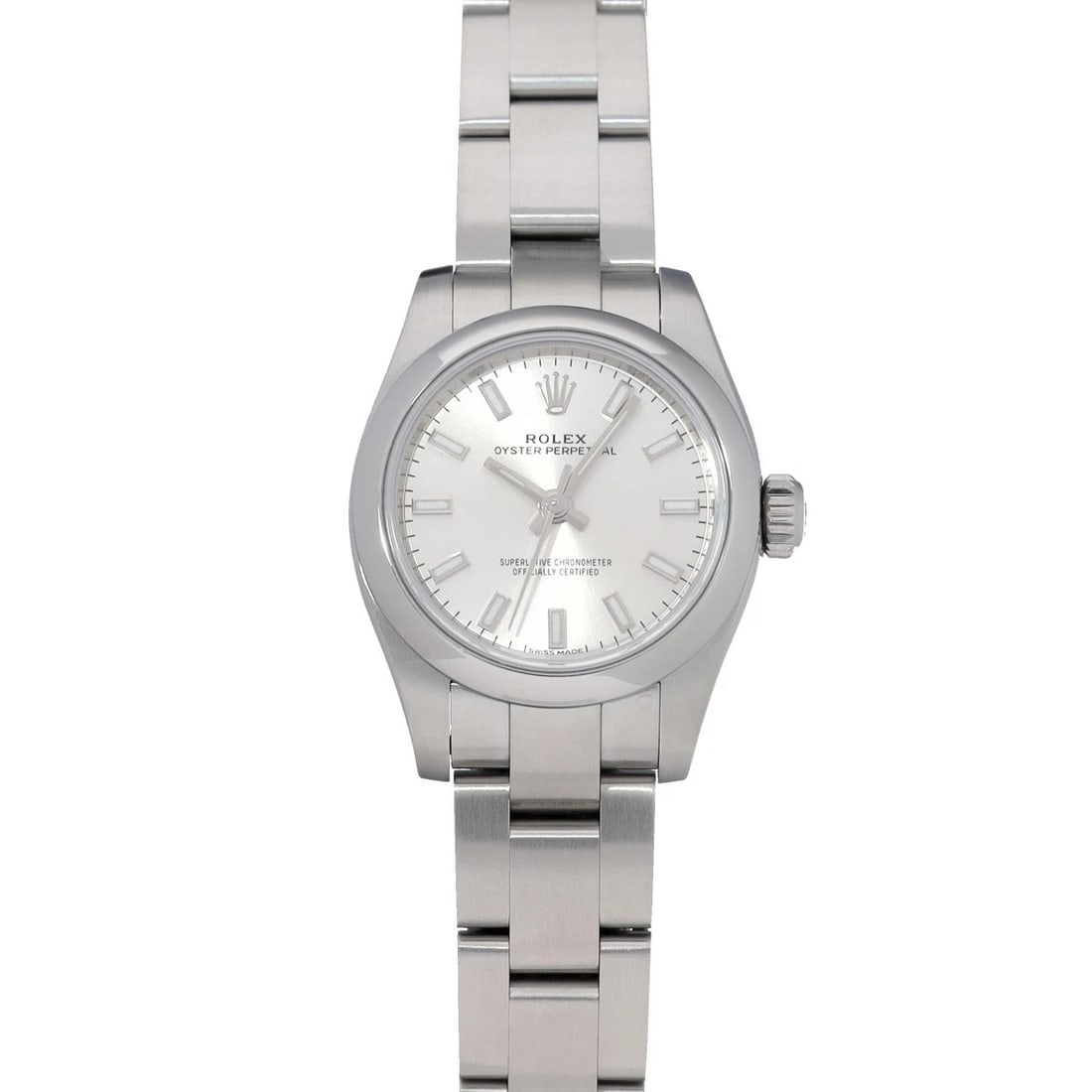 ROLEX OYSTER PERPETUAL SILVER WATCH: ROLEX Oyster Perpetual Silver WATCH Brand: ROLEX Type: Wristwatch Material: Band Material Stainless steel, Case Material Stainless steel Color: Dial Color Silver Size: Case H/about 26mm
