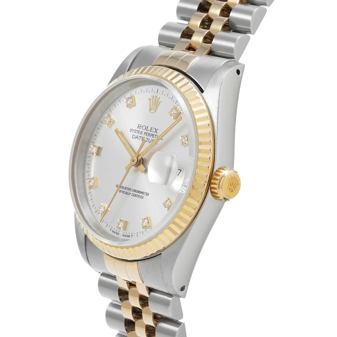 ROLEX DATEJUST SILVER DIAMOND WATCH - 2