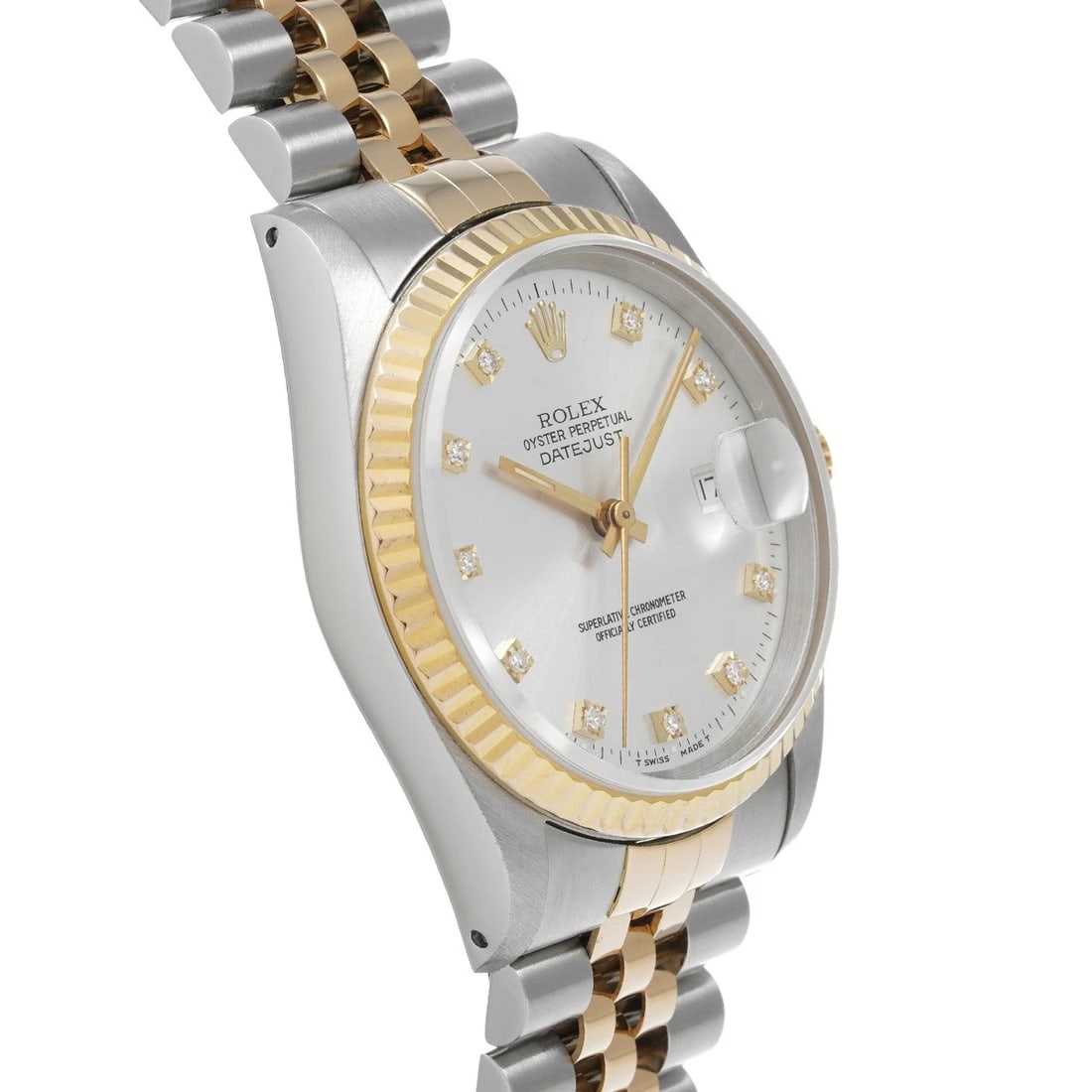 ROLEX DATEJUST SILVER DIAMOND WATCH - 3