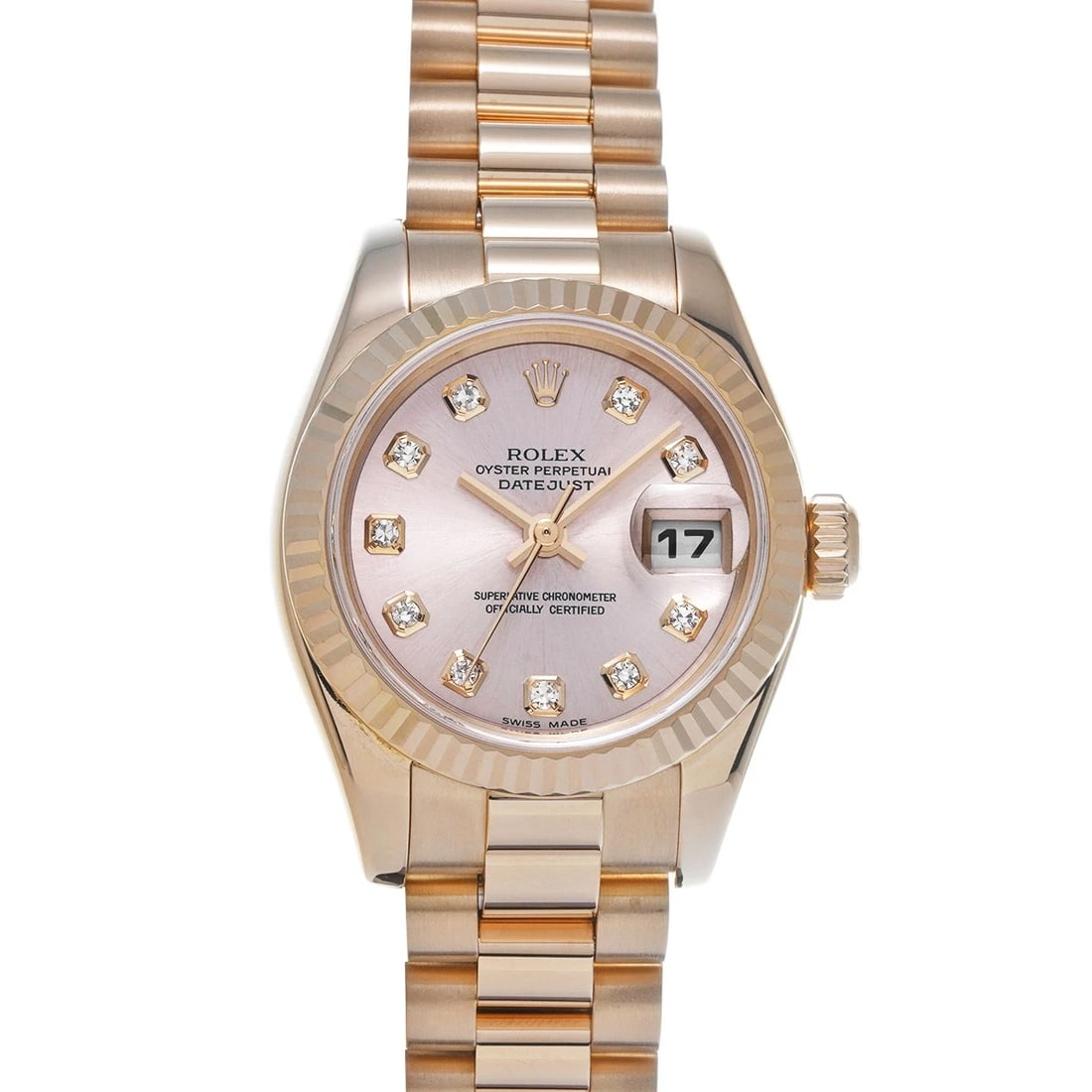 ROLEX DATEJUST PINK DIAMOND WATCH: ROLEX Datejust pink diamond WATCH Brand: ROLEX Type: Wristwatch Material: Band Material Everrose gold, Case Material Everrose gold Color: Dial Color pink Size: Case H/about 26mm W/about 26mm D/abo