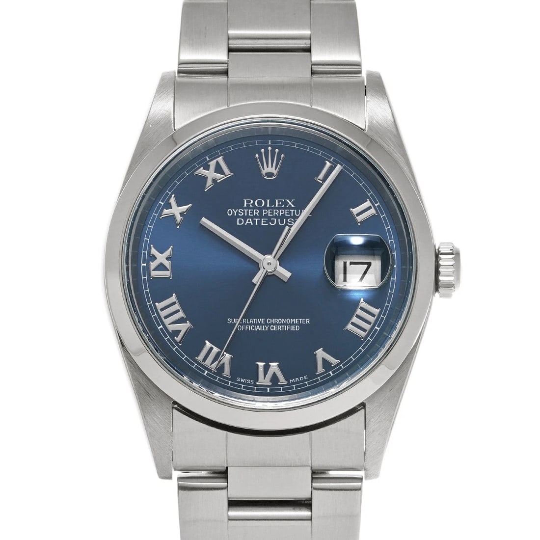 ROLEX DATEJUST BLUE WATCH: ROLEX Datejust blue WATCH Brand: ROLEX Type: Wristwatch Material: Band Material Stainless steel, Case Material Stainless steel Color: Dial Color blue Size: Case H/about 36mm W/about 36mm D/about 1