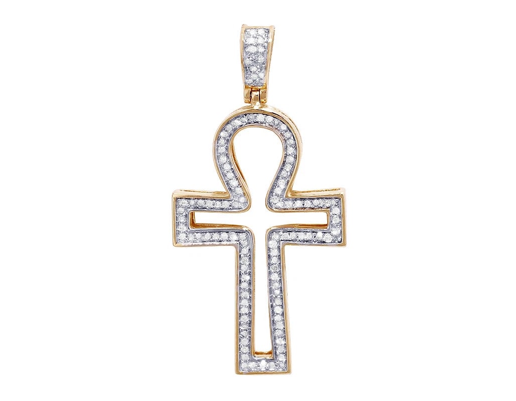 OPEN ANKH CROSS REAL DIAMOND PENDANT (1 of 3)