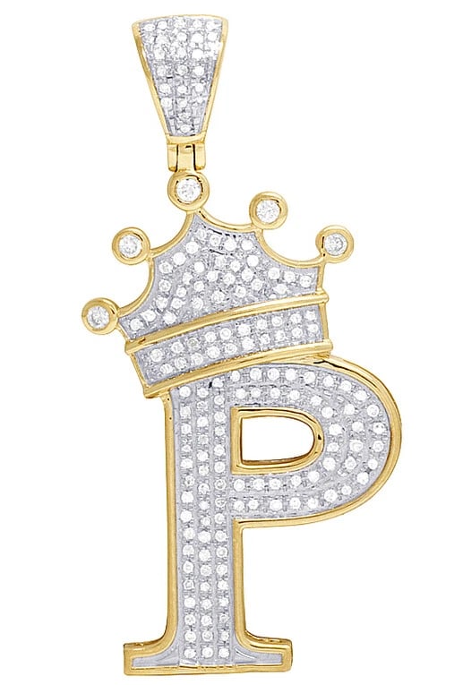 10K YELLOW GOLD GENUINE DIAMOND CROWN LETTER INITIAL "P" PENDANT: 10K Yellow Gold Genuine Diamond Crown Letter Initial "P" Pendant Brand: None Type: Necklace Material: Metal Yellow Gold Main Stone Natural Color: Yellow Gold Size: Dimension 1.7" Accessories: Non