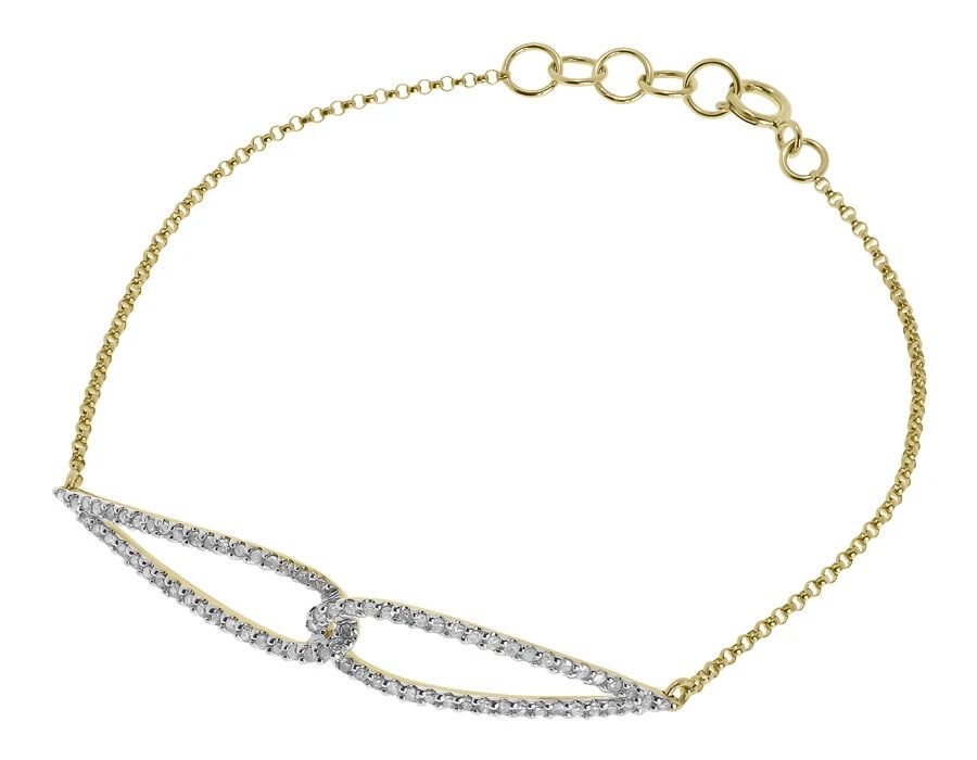 14K YELLOW GOLD LADIES ROUND DIAMOND INTERLOCKING CHAIN TENNIS BRACELET (1 of 2)