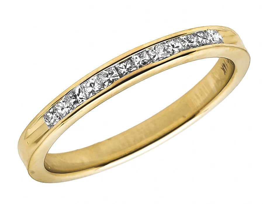 14K YELLOW GOLD INVISIBLE PRINCESS REAL DIAMOND ENGAGEMENT RING: 14K Yellow Gold Invisible Princess Real Diamond Engagement Ring Brand: None Type: Ring Material: Metal Yellow Gold Main Stone Natural Color: None Size: 7 US Accessories: None Accessories N
