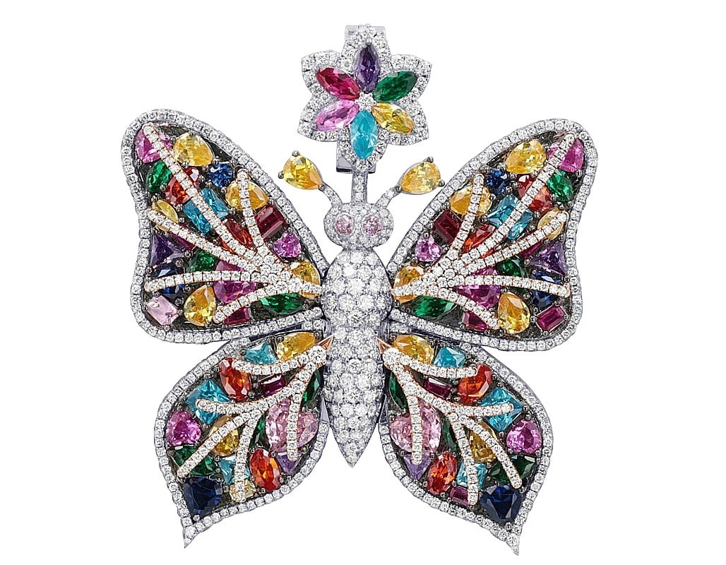 BUTTERFLY BURST MULTI-GEM REAL DIAMOND PENDANT (1 of 2)