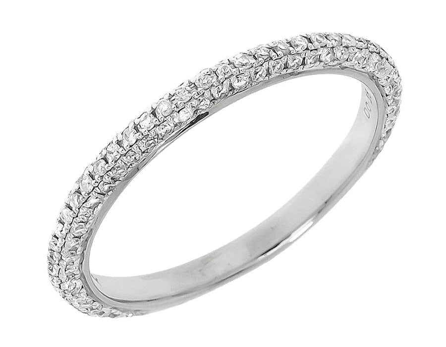 14K WHITE GOLD LADIES PAVE ROUND DIAMOND ETERNITY DOMED WEDDING BAND RING: 14k White Gold Ladies Pave Round Diamond Eternity Domed Wedding Band Ring Brand: None Type: Ring Material: Metal White Gold Main Stone Natural Color: White Size: 7 US Accessories: None Acc