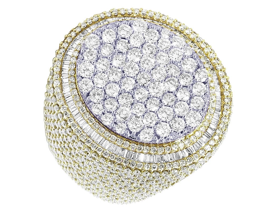 MEN'S 10K YELLOW/WHITE GOLD REAL DIAMOND PINKY RING (1 of 5)