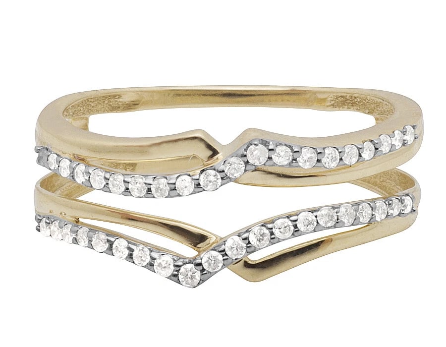 LADIES 14K YELLOW/ WHITE GOLD REAL DIAMOND COCKTAIL ENHANCER JACKET RING (1 of 3)