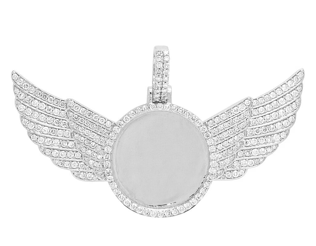 WHITE GOLD ANGEL WING MEMORY FRAME PENDANT (1 of 3)