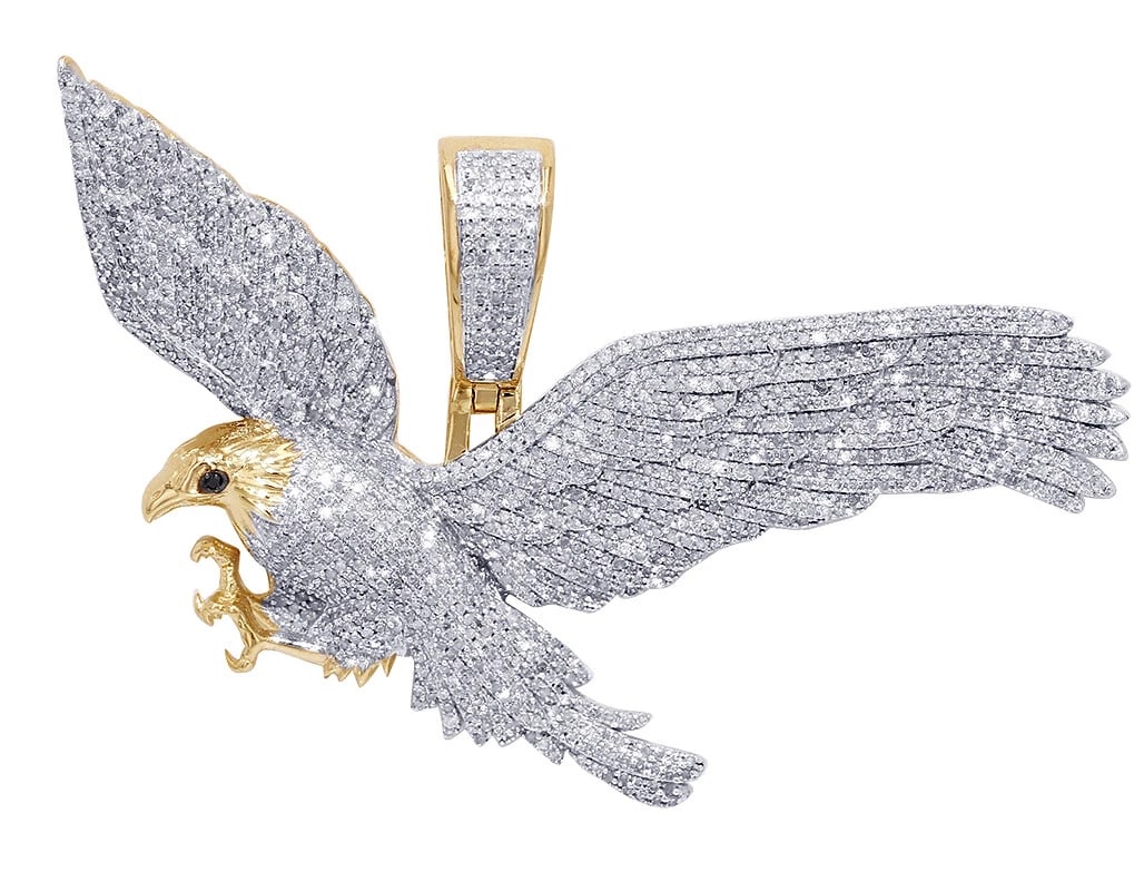 BALD EAGLE REAL DIAMOND PENDANT 10K YELLOW GOLD (1 of 2)