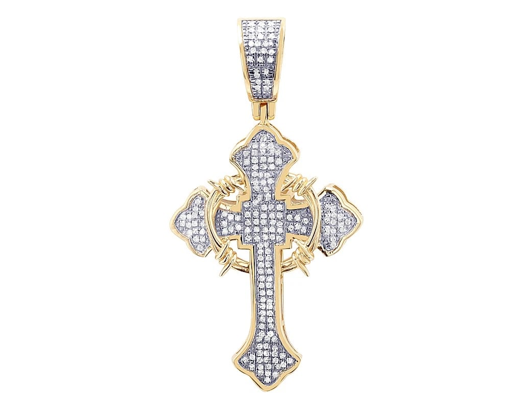 REAL DIAMOND CROSS PENDANT: Real Diamond Cross Pendant Brand: None Type: Pendant Material: Metal Yellow Gold Main Stone Natural Color: Yellow Gold Size: Dimension L 1.8" , W 23.2MM Accessories: None Accessories Notice: