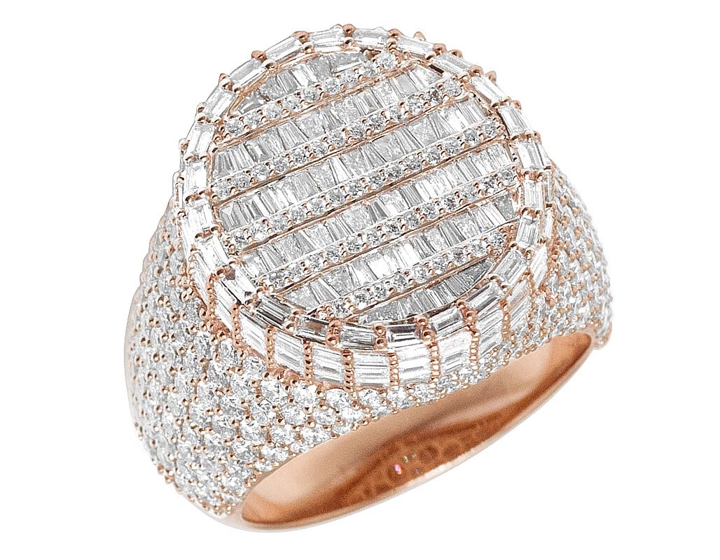 10K ROSE GOLD BAGUETTE REAL DIAMOND PINKY RING: 10K Rose Gold Baguette Real Diamond Pinky Ring Brand: None Type: Ring Material: Metal Rose Gold Main Stone Natural Color: None Size: 10 US Accessories: None Accessories Notice: When purcha