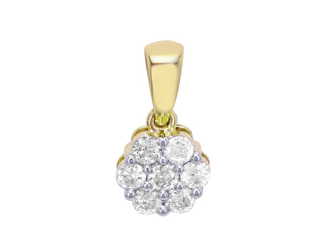 CLUSTER REAL DIAMOND PENDANT 10K YELLOW GOLD (1 of 3)