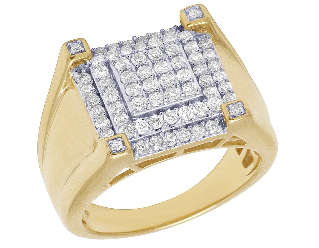 10K YELLOW GOLD REAL DIAMOND MENS SQUARE CLAW RING: 10K Yellow Gold Real Diamond Mens Square Claw Ring Brand: None Type: Ring Material: Metal Yellow Gold Main Stone Natural Color: None Size: 10 US Accessories: None Accessories Notice: When