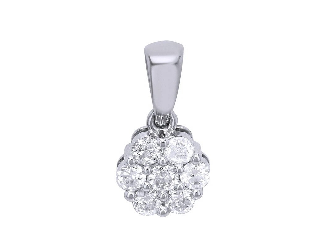 CLUSTER REAL DIAMOND PENDANT 10K WHITE GOLD (1 of 2)