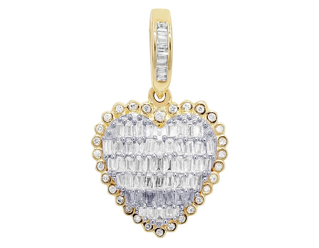 BAGUETTES REAL DIAMOND HEART PENDANT 14K (1 of 2)
