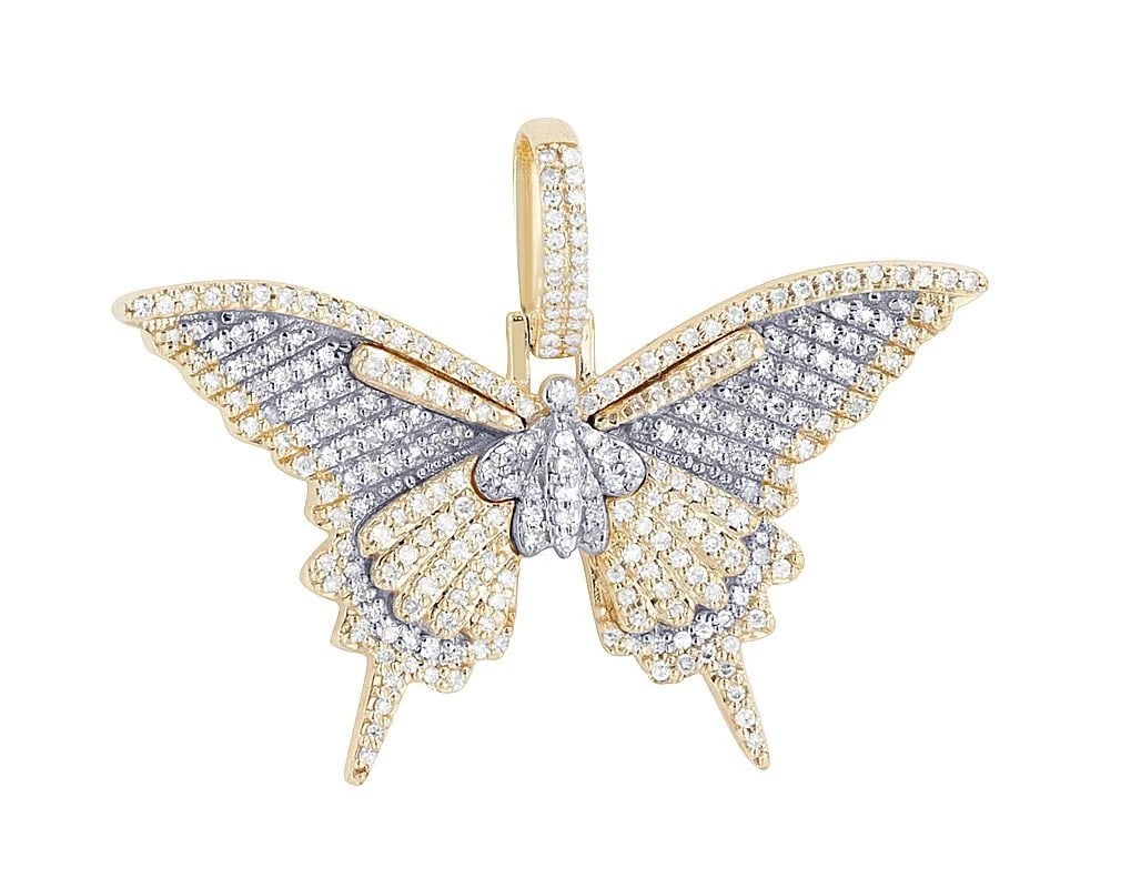 PUFFED DOUBLE LAYER 2/ REAL DIAMOND 3D HEART PENDANT: Puffed Double Layer 2/ Real Diamond 3D Heart Pendant Brand: None Type: Pendant Material: Metal Yellow Gold Main Stone Natural Color: Yellow-White Gold Size: Dimension L 1", W 0.8" Accessories: No