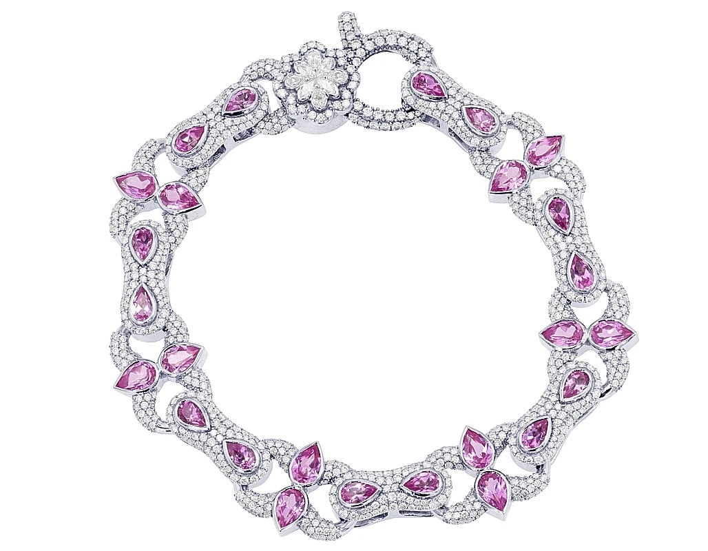 INFINITY REAL DIAMOND WITH PEAR SAPPHIRE 10K WHITE GOLD (1 of 2)