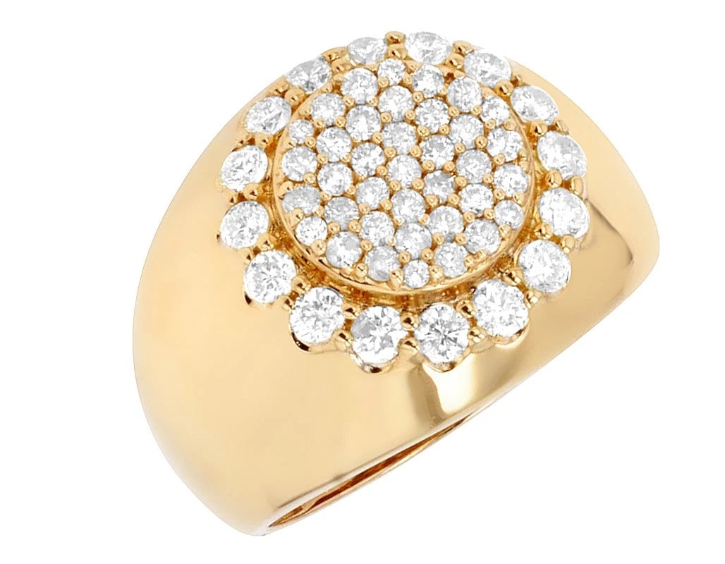 ROUND CLUSTER DIAMOND BAND RING: Round Cluster Diamond Band Ring Brand: None Type: Ring Material: Metal Yellow Gold Main Stone Natural Color: None Size: 10 US Accessories: None Accessories Notice: When purchasing pre-owne