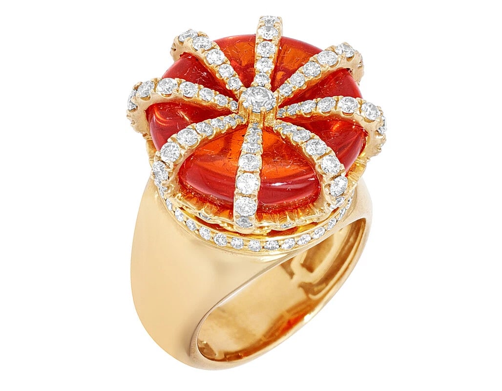 ORANGE CROWN SHAPED REAL DIAMOND PINKY RING: Orange Crown Shaped Real Diamond Pinky Ring Brand: None Type: Ring Material: Metal Yellow Gold Main Stone Natural Color: None Size: 10 US Accessories: None Accessories Notice: When purchas