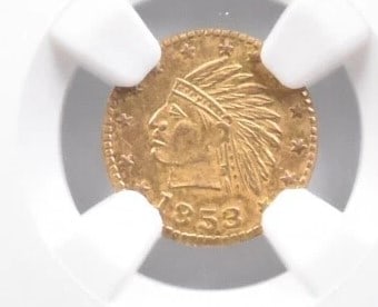 1853-DATED CALIFORNIA GOLD TOKEN INDIAN WREATH (1 of 2)