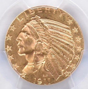 MS63 1911 $5 INDIAN HEAD GOLD HALF EAGLE (1 of 2)